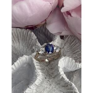 RJ 925 Sterling Silver Iolite & Beryl Ring Size 6